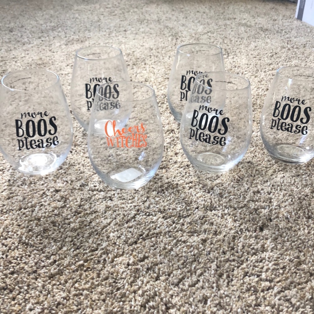 Halloween theme bridal stemless wine glasses